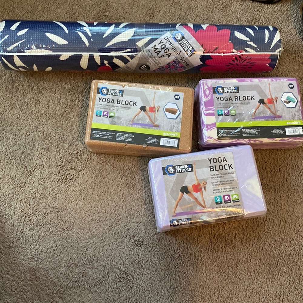Yoga mat and blocks